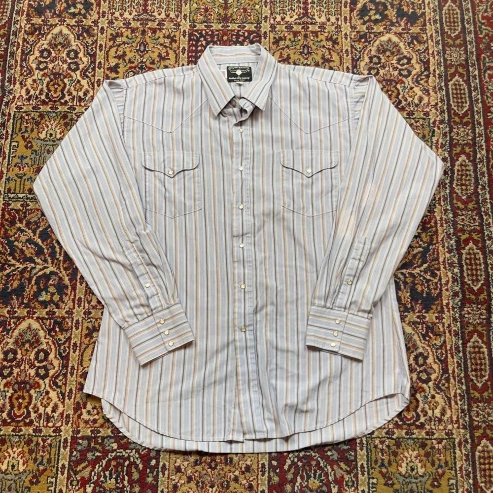 VTG‎ 70s 80s Flying R Ranchwear hickory striped pearl snap western shirt XL USA